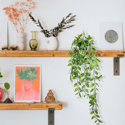 Clearain 1pcs Fake Hanging Plants, Artificial Small Potted Plants, Mini Faux Succulent Plant for Indoor Outdoor Aesthetic Office Living Room Shelf Home Decor (Eucalyptus leaves-1pcs)
