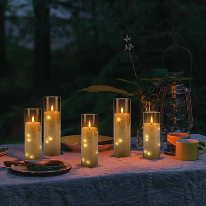 YOROXRG Set of 24 Waterproof Outdoor Flameless Candles, LED Candles with 4 Remote and Timer,(H 4" 5" 6" x D 2.2"),for Halloween Wedding Festiv