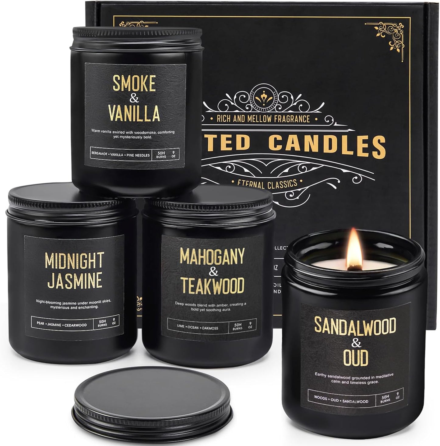 4 Pack Scented Candles Gifts for Women: 28oz Natural Soy Candles for Home Scented, Up to 200H Burning, Aromatherapy Candle Set, Jar Candle Gift Set for Spa Bath Meditation Birthday Valentine's Gifts
