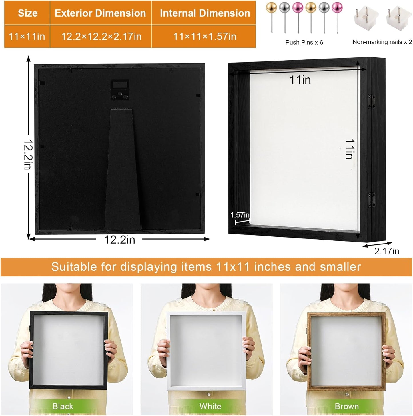 8x10 Deep Shadow Box Picture Frame Display Case with Linen Back and Stand,Real Glass Black Shadow Memory Box Frame 8x10 for Flower Baby Pet Wedding Photo Art Craft Memorial Wall Decor Gift