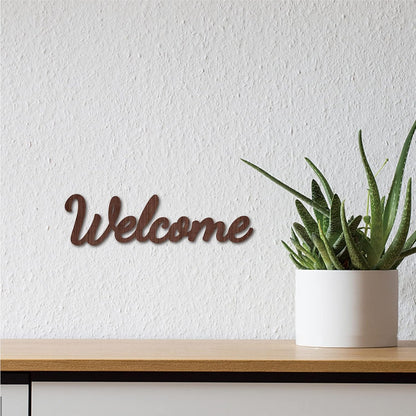 CREATCABIN Cutout Sign Family Letter Wooden Wall Art Decor Wood Word Sculpture Signs Rustic Farmhouse for Housewarming Home Front Door Entryway Wall Decoration, Brown, 11.9 x 5.5inch