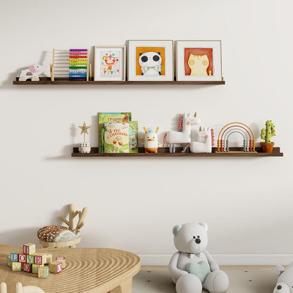 Dreamland Picture Ledge Shelf for Wall, Floating Shelves Set of 2, 48 Inch Long Floating Shelves with Lip for Living Room, Bedroom, Bathroom, Kitchen, White