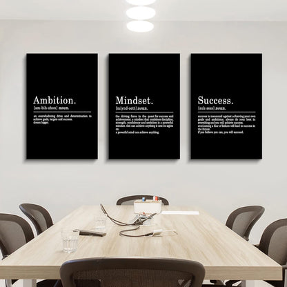 Inspirational Canvas Painting Wall Art -EPHANY ART,Mindset Quotes Prints, Success Framed Entrepreneur Poster Positive Quotes Wall Poster for Home Office Workplace (M-3pcs,12x16inchx3pcs)