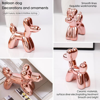 Notakia Cute Ceramics Balloon Dog Statue Crafts Gold Living Room Desktop Decorations,Handmade Modern Small Ceramic Animal Statue Ornament Gold Home Decor Accents