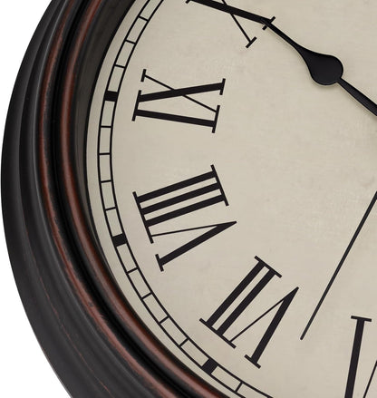 Foxtop Retro Silent Non-Ticking Round Classic Clock Quartz Decorative Battery Operated Wall Clock for Living Room Kitchen Home Office 12 Inch (Bronze)