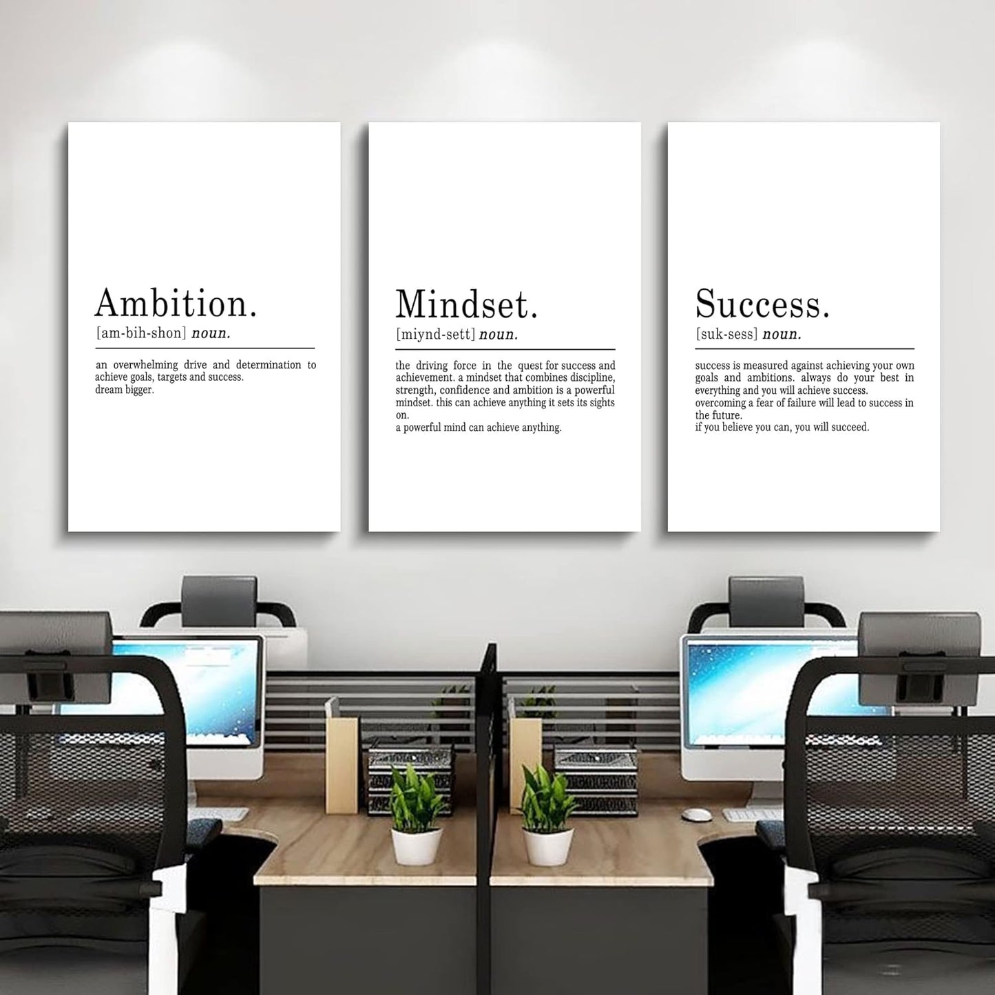 Inspirational Canvas Painting Wall Art -EPHANY ART,Mindset Quotes Prints, Success Framed Entrepreneur Poster Positive Quotes Wall Poster for Home Office Workplace (M-3pcs,12x16inchx3pcs)