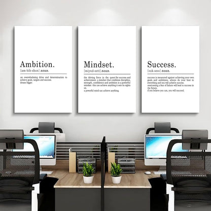 Inspirational Canvas Painting Wall Art -EPHANY ART,Mindset Quotes Prints, Success Framed Entrepreneur Poster Positive Quotes Wall Poster for Home Office Workplace (M-3pcs,12x16inchx3pcs)