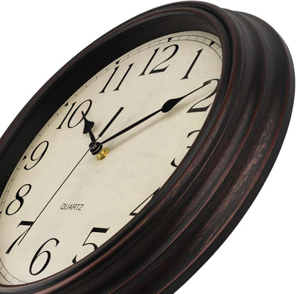 Foxtop Retro Silent Non-Ticking Round Classic Clock Quartz Decorative Battery Operated Wall Clock for Living Room Kitchen Home Office 12 Inch (Bronze)