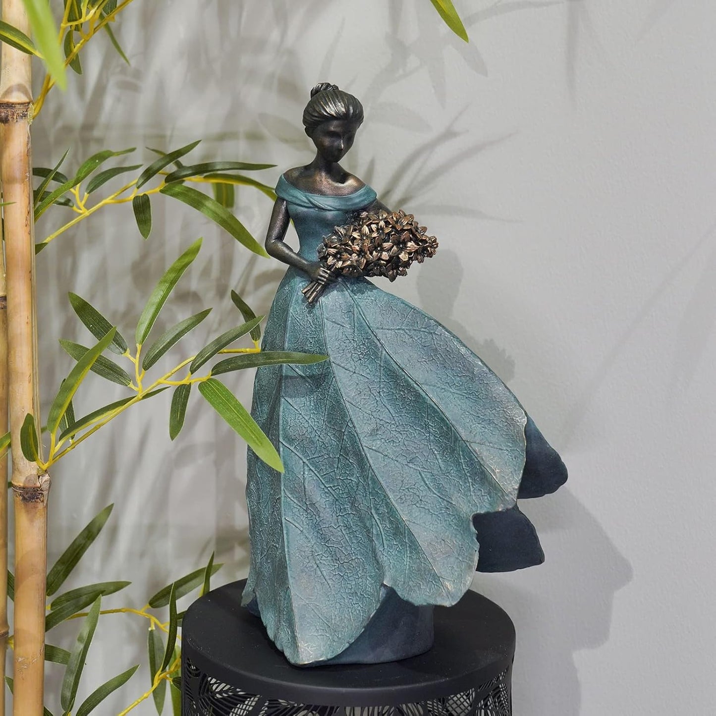 Guichifun Fairy Statue Collection Home Decoration - Leaf Angel Girls Resin Modern Table Decor for Living Room Office Sculpture Decor for Women Indoor Rustic Figurines Gift 5 x 3 x 7.5 Inch