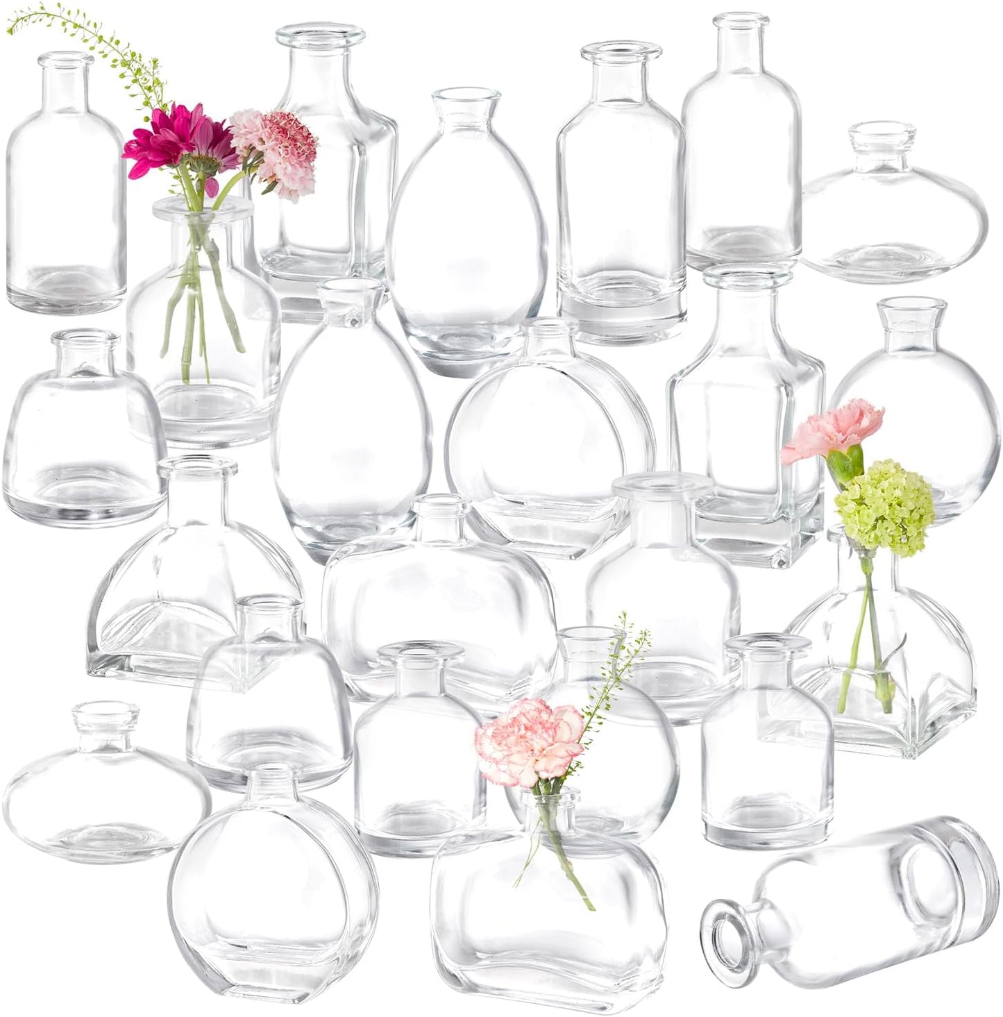 Bud Vases Set of 12, Clear Glass Bud Vase in Bulk, Small Vases for Centerpiece Mini Modern Flower Vase Transparent, Wedding Party Table Home Decor