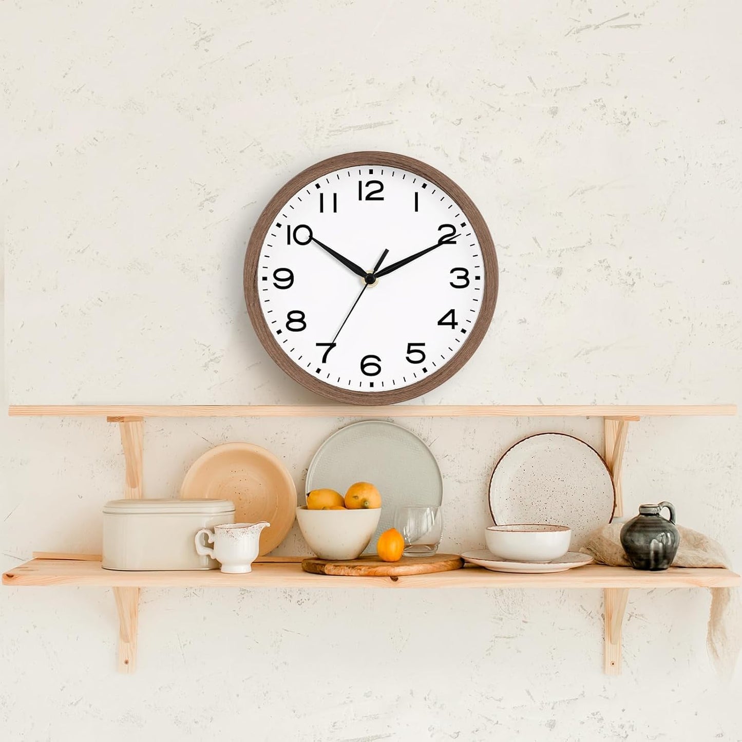 AKCISOT Wall Clock, Modern Small Wall Clocks Battery Operated 8 Inch, Silent Non-Ticking Analog Classic for Office, Home, Bathroom, Kitchen, Bedroom, School(Black)