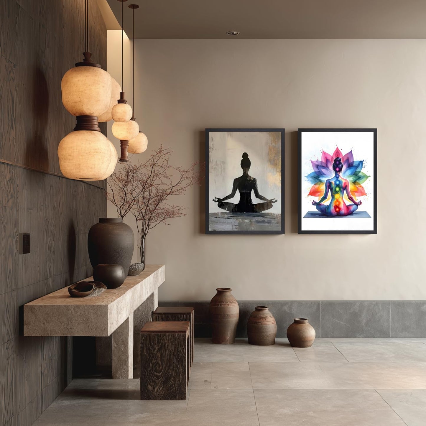 GELDSTEI Calm Zen Botanical Canvas Wall Art, White Lotus Blooming on Stones in Water Aesthetic Pictures, Yoga Spa Meditation Room Decor, Modern Spiritual Poster Prints for Zen Office Framed Set of 3, Each 12x16 Inch