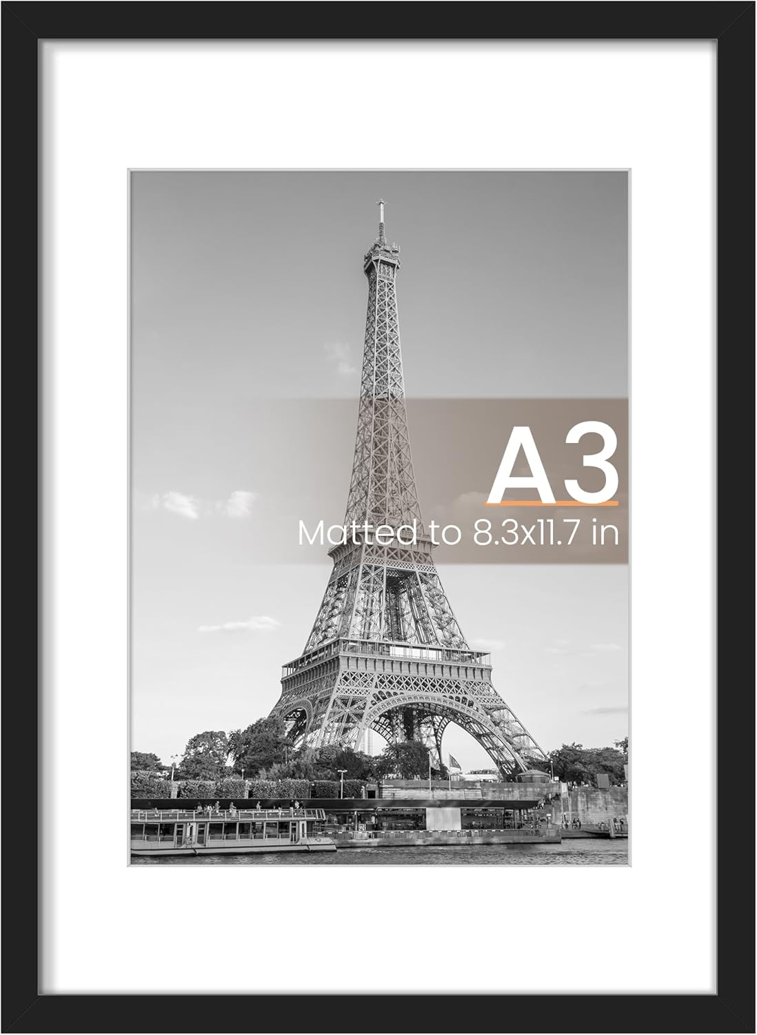 upsimples 8x10 Picture Frame, Display Pictures 5x7 with Mat or 8x10 Without Mat, Wall Hanging Photo Frame, Black, 1 Pack - Colors B