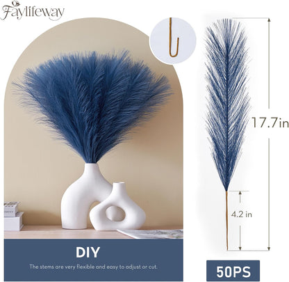 50pcs Pampas Grass 17in for Living Room Decor, Blush Pink Pampas Grass Decor, Fluffy Pink Flowers for Home Birthday Bathroom Baby Shower Wall Bow Decor(Blush & Cream & Pink)