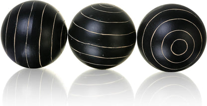 Set of 6 Decorative Orbs for Bowls and Vases - Circle Pattern - Resin Round Sphere Balls for Living, Dining Room Coffee Table Centerpiece Home Decor
