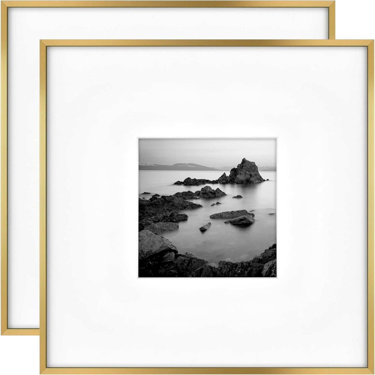 MCS Master & Co. Foundry Metal 18x18 Matted Picture Frame with 8x8 Photo Display, Black Vertical & Horizontal Wall Hanging Frame for Photos & Artwork (1-Pack)
