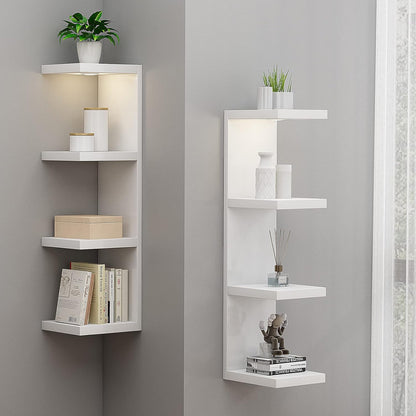 LitaEther Versatile 7 Tier Wall Shelf Unit,White Lack Wall Shelf,Display Floating Shelf with LED Remote Control Light