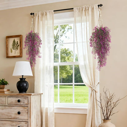 RECUTMS Fake Hanging Plants Artificial Ferns for Outdoor Hanging Faux Plants Vine Ivy Faux Fern Hanging Vines Wall Plants for Home Garden Party Wedding Decor (White 4P)