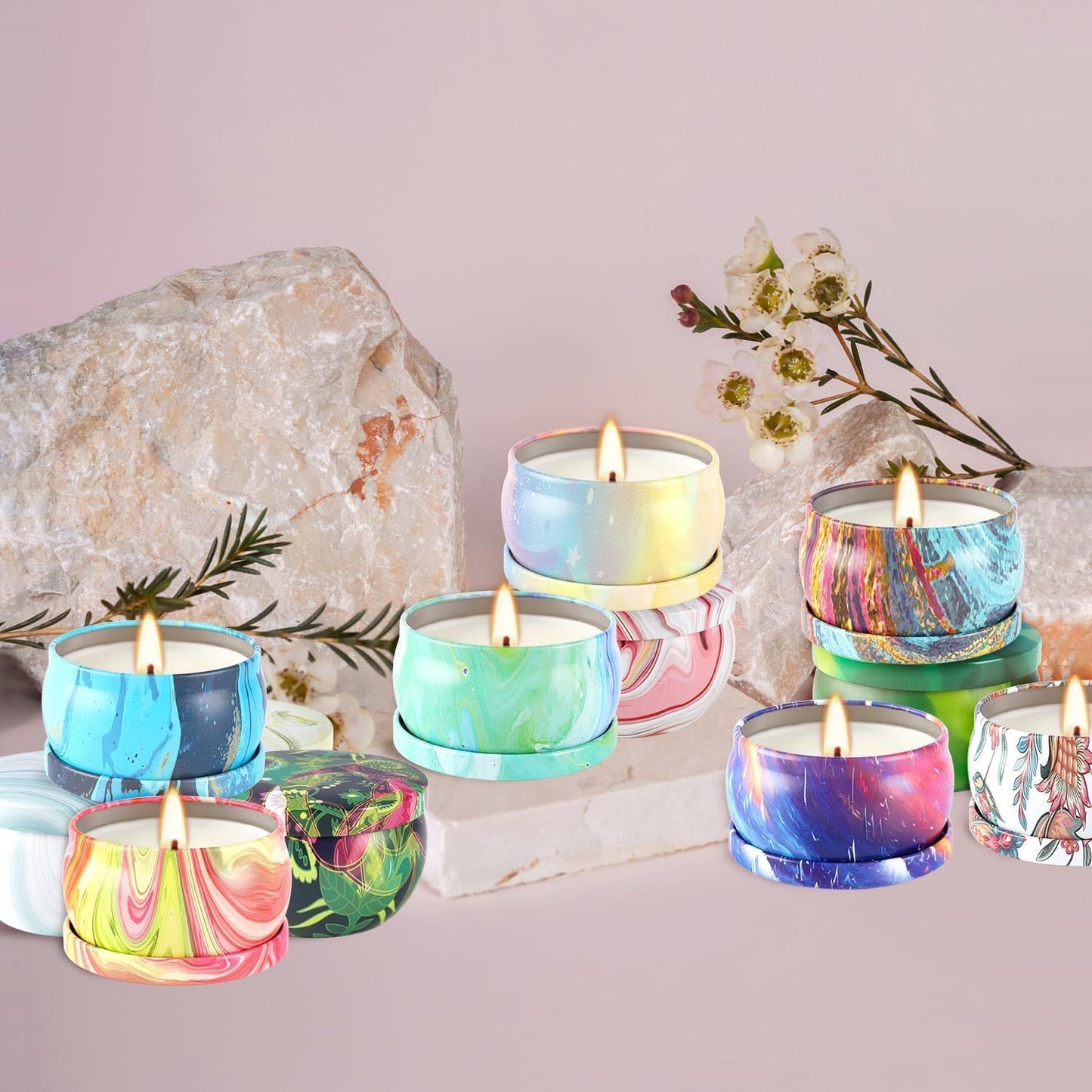 Howemon 24 Pack Scented Candles Set for Home, Relaxing Stress Relief, Aromatherapy - Natural Soy Wax and Fragrance - Gifts for Women, Mom, Best Friend, Wife, Birthday