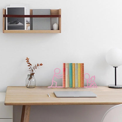 Bookends Decorative Metal Unique Office Desk Bookends Cute Book Ends Reading Decor Bookshelf Decor for Office School Library Bedroom, Book Lovers Gift