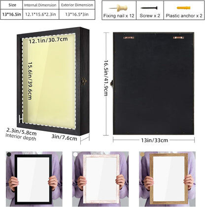 TJ.MOREE Shadow Box Frame 8 x 10 Shadowbox Display Case Picture Frame with Linen Back Memorabilia Bouquet Medals Military Photos Memory Box