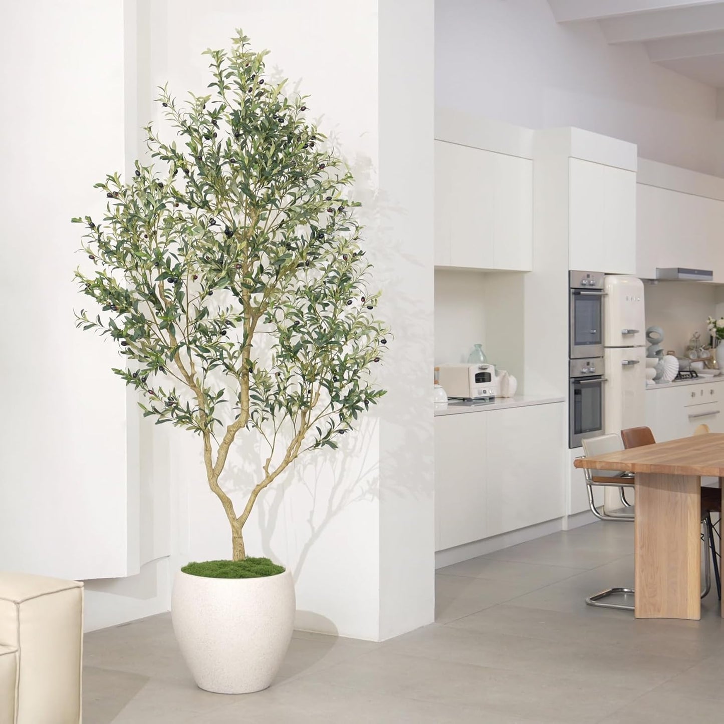 LYERSE Olive Trees Artificial Indoor - Faux Olive Tree 7ft with Large Olive Branches and Lifelike Fruits - Fake Olive Tree for Modern Home Office House Living Room Decor