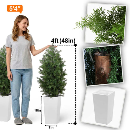 Aveyas 7ft Artificial Olive Tree for Home Decor, 7 Feet Large Faux Plant Fake Skinny Silk Trees with Pot for Indoor Outdoor House Living Room Office (7 ft Tall Including Raised Pot)
