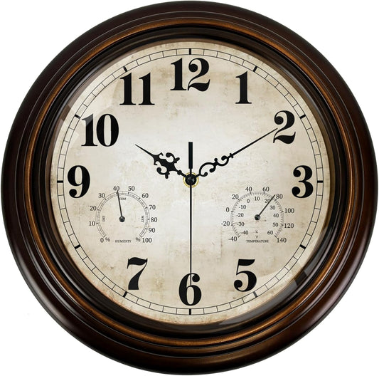 Vintage Wall Clock 13 Inch Quartz Silent Non-Ticking Analog Clock Battery Operated Rustic Round Decorative Clock for Living Room Kitchen Home Office Classroom
