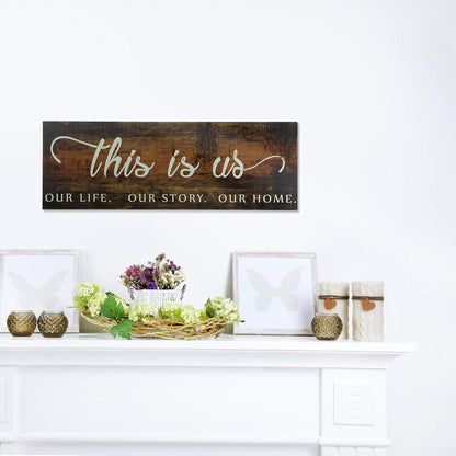 Jetec This Is Us Wall Sign Wooden Family Wall Plaques Inspiration Sign Farmhouse Entryway Rustic Plaques Art with Quotes for Living Room Bedroom Christmas Decorations(Antique White)
