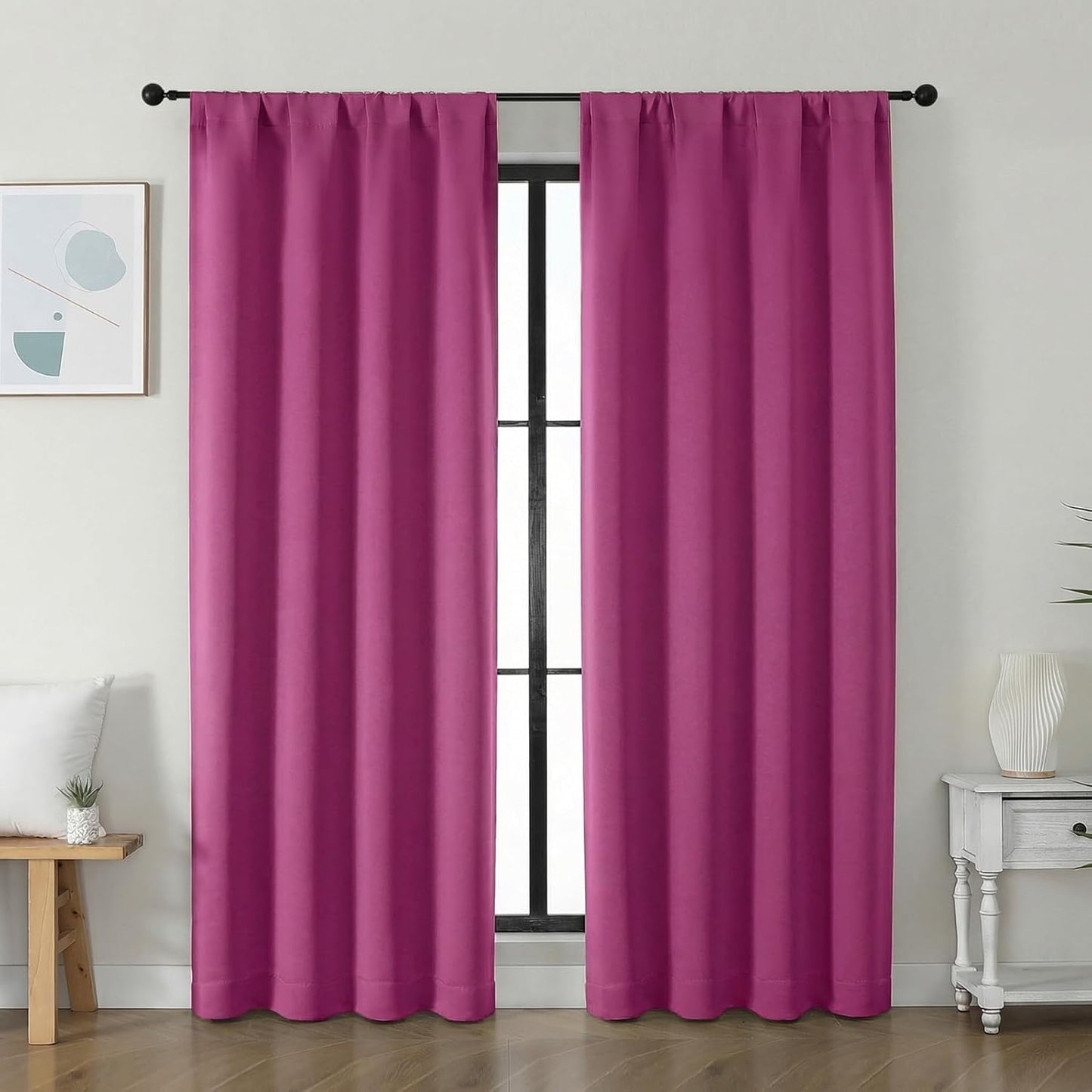 Simplebrand Ava Sage Green Blackout Curtains for Bedroom 63 Inch Length 2 Panels Set, Solid Thermal Insulated Energy Saving Rod Pocket Window Treatment Curtains Blackout Drapes, W40 x L63 Inch, Sage - Colors B