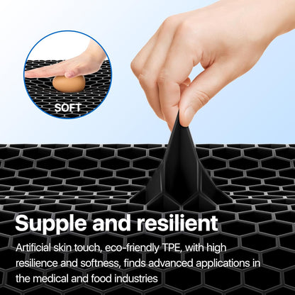Gel Seat Cushion, Cooling seat Cushion (Super Large & Thick), Breathable Honeycomb Design Absorbs Pressure Points Seat Cushion, Gel Cushion for Office Chair, Home Car seat Cushion for Wheelchair
