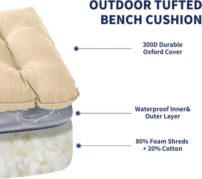 IPYNBAP Outdoor Bench Cushion, 48x18x5 Inch, Waterproof Bench Cushion for Outdoor/Indoor Furniture, Tufted Patio Bench Seat Cushion, Fade Resistant Outdoor Cushions for Porch Swing Couch, Navy Blue