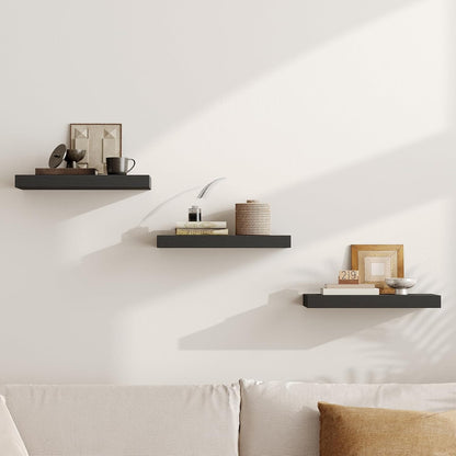 RALGEND Floating Shelves for Wall, 1.5" Thick Wall Shelf Set of 3 with Invisible Brackets, L31.5 x W7.9 Hanging Shelves Farmhouse Home Decor for Bathroom, Living Room, Bedroom, Rustic Brown 8301BJP3BF