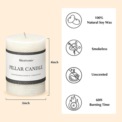 3x6 Inch Sage Green Pillar Candles Set of 3 - Unscented Spring, Long Clean Burning, Large Smokeless Dripless for Home Decor, Dinner Table, Bathroom, Rustic Decor