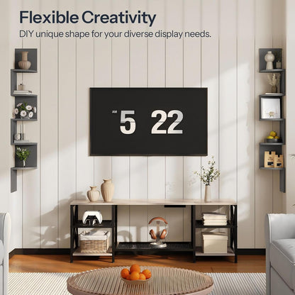 HOOBRO Corner Shelf Wall-Mounted, Set of 2 Floating Corner Shelves for Wall, 4-Tier Corner Bookshelves for Living Room, Bedroom, Bathroom, Home Office, Black BK25BJP201