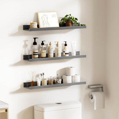 upsimples 6 Pack Wooden Floating Shelves, Wall Storage Decor Shelf for Bathroom, Bedroom, Living Room, Kitchen, Office and Laundry Room, Wall Mounted Display Hanging Shelf, Brown
