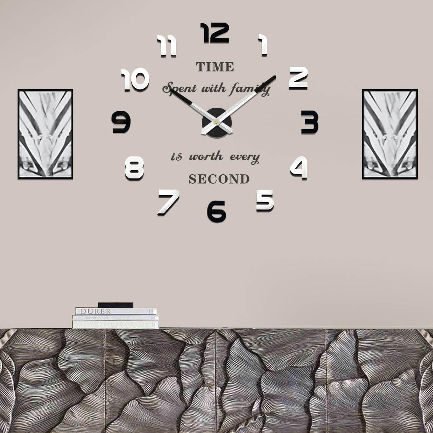 VANGOLD Large Wall Clocks for Living Room Decor, Decorative Wall Clocks Battery Operated (Black Wall Decor)