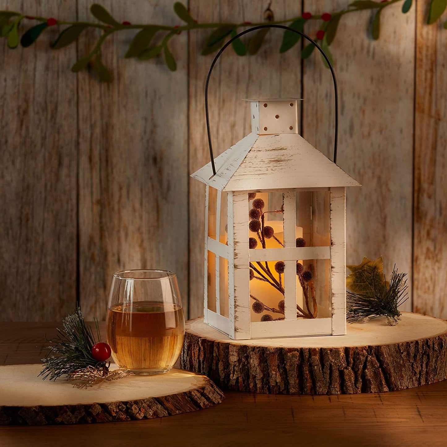 Kate Aspen Rustic Farmhouse Decor White Candle Holder Lantern Decorative (5 Inch), Wedding Decoration, Centerpiece Table Decorations, Home Decor, Shelf Decor, Fireplace Lantern