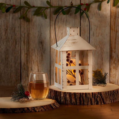Kate Aspen Rustic Farmhouse Decor White Candle Holder Lantern Decorative (5 Inch), Wedding Decoration, Centerpiece Table Decorations, Home Decor, Shelf Decor, Fireplace Lantern