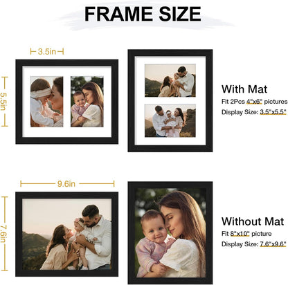 Vittanly 11x14 Collage Picture Frame, Displays 5Pcs 4x6 Pictures with Mat or 1Pcs 11x14 without Mat for Wall Mounting, Picture Frames Collage Wall Decor in Black, 1 Pack