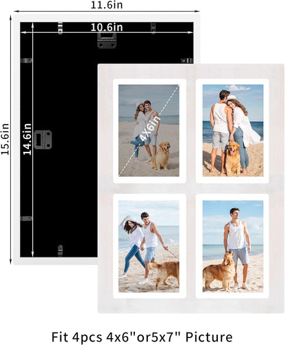 YESKAY 4x6 Picture Frame Collage for Wall Decor, Multiple Photo Collage Frames with Tempered Glass, 7-Opening for 4 x 6 Picture Frames, Rustic Brown, 1 Pack