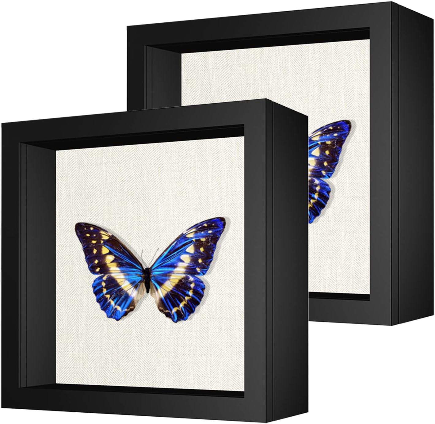 Califortree 8x10 Shadow Box Frame with Linen Back - Sturdy Rustic Memory Display Case of Flower, Pictures, Medals and More, White