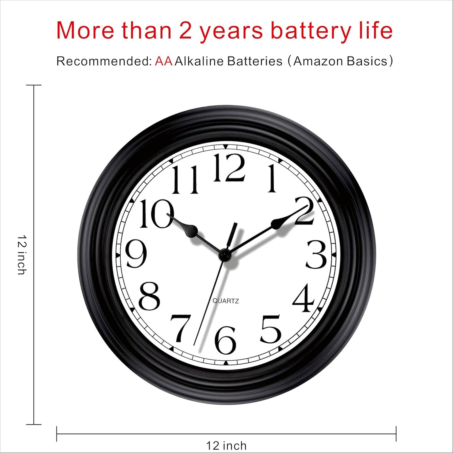 Foxtop Retro Silent Non-Ticking Round Classic Clock Quartz Decorative Battery Operated Wall Clock for Living Room Kitchen Home Office 12 Inch (Bronze)