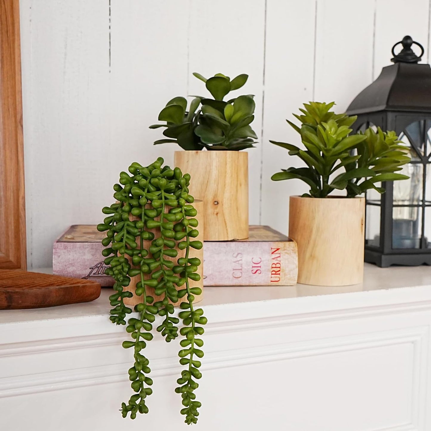 Artificial Succulents with Pots - Set of 3 Small Fake Plants for Aesthetic Room Decor - Realistic Mini Faux Greenery for Office Desk, Bookshelf, and Bathroom - Modern Home Accents