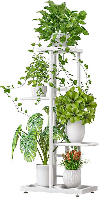 LINZINAR Plant Stand Indoor Outdoor Corner 4 Tier Metal Plant Shelf Patio Plant Rack for Garden Corner Balcony Living Room
