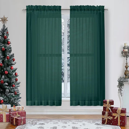 OWENIE Sheer Curtains 84 inches Long 2 Panels Set for Living Room/Bedroom, Rod Pocket Voile Sheer Panel Drapes, White, 2pcs, Each 42" W x 84" L - Colors A