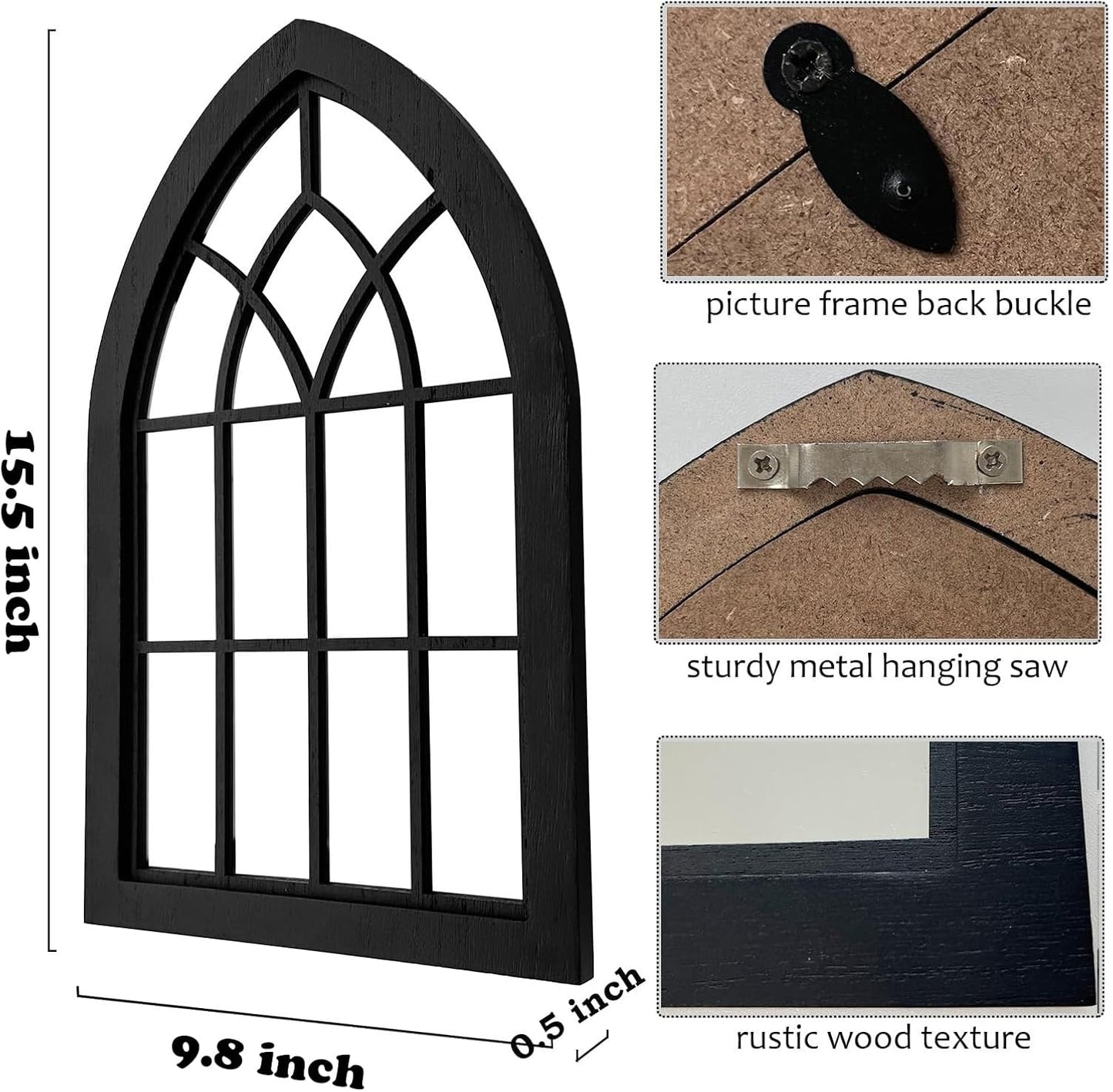 ZEXUIRU 4 Set. Rustic Wall Mirrors for Bedroom Bathroom Living Room Entryway Wood Farmhouse Square Easy to Hang Framed Decorative Accent Hanging Wall-Mounted Mirror Set for Living Room - Black