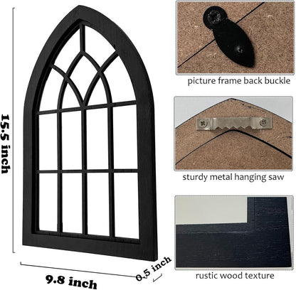 ZEXUIRU 4 Set. Rustic Wall Mirrors for Bedroom Bathroom Living Room Entryway Wood Farmhouse Square Easy to Hang Framed Decorative Accent Hanging Wall-Mounted Mirror Set for Living Room - Black
