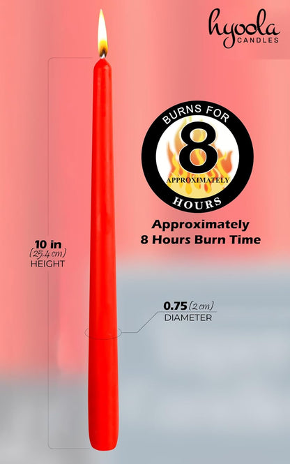 Hyoola Tall Taper Candles - 10 Inch Metallic Gold Unscented Dripless Taper Candles - 8 Hour Burn Time - 4 Pack