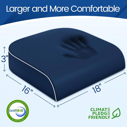 SweetSlubr Seat Cushion for Tailbone Pain Relief, Office Chair Cushion, Memory Foam Large Cushion with Non-Slip Cover for Soft Support at Office Chair, Car Seat, Airplane, Floor Pillow, Black/Large